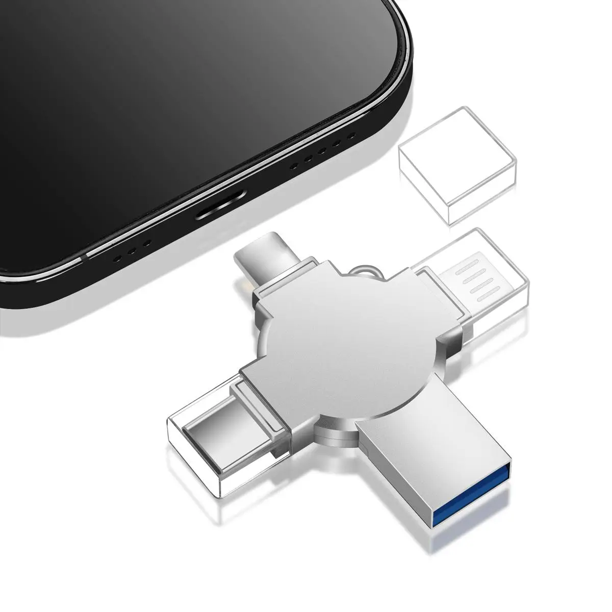 4 in 1 USB Flash Drive, High Speed USB 3.0 Thumb Drive, External Storage Memory Stick, USB Type-C Port Flash Drive for iPhone, iPad, Android Devices,