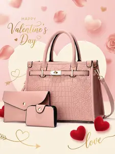 Women Purses and Handbags 3PCS Set Tote Shoulder Bag Top Handle Satchel Purse with Spacious Interior, Matching Wallet and Carry for Work Daily Use Gift