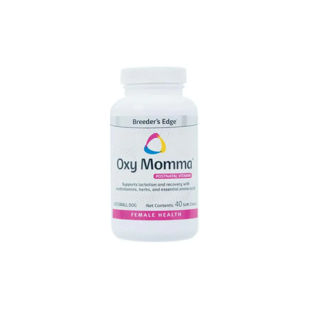Breeder's Edge Oxy Momma Premium Herbal Blend Nutrient-Rich Soft Chewables for Cats & Small Dogs - Milk Support, Energy Boost, Recovery Aid, Encourages Future Fertility