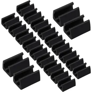 24 count 12mm Rectangle Chair  Covers, Non-Slip Chair Rail Protectors, Plastic Furniture  Guards, Stool  Sled Floor Protectors  Tips Caps (Black)