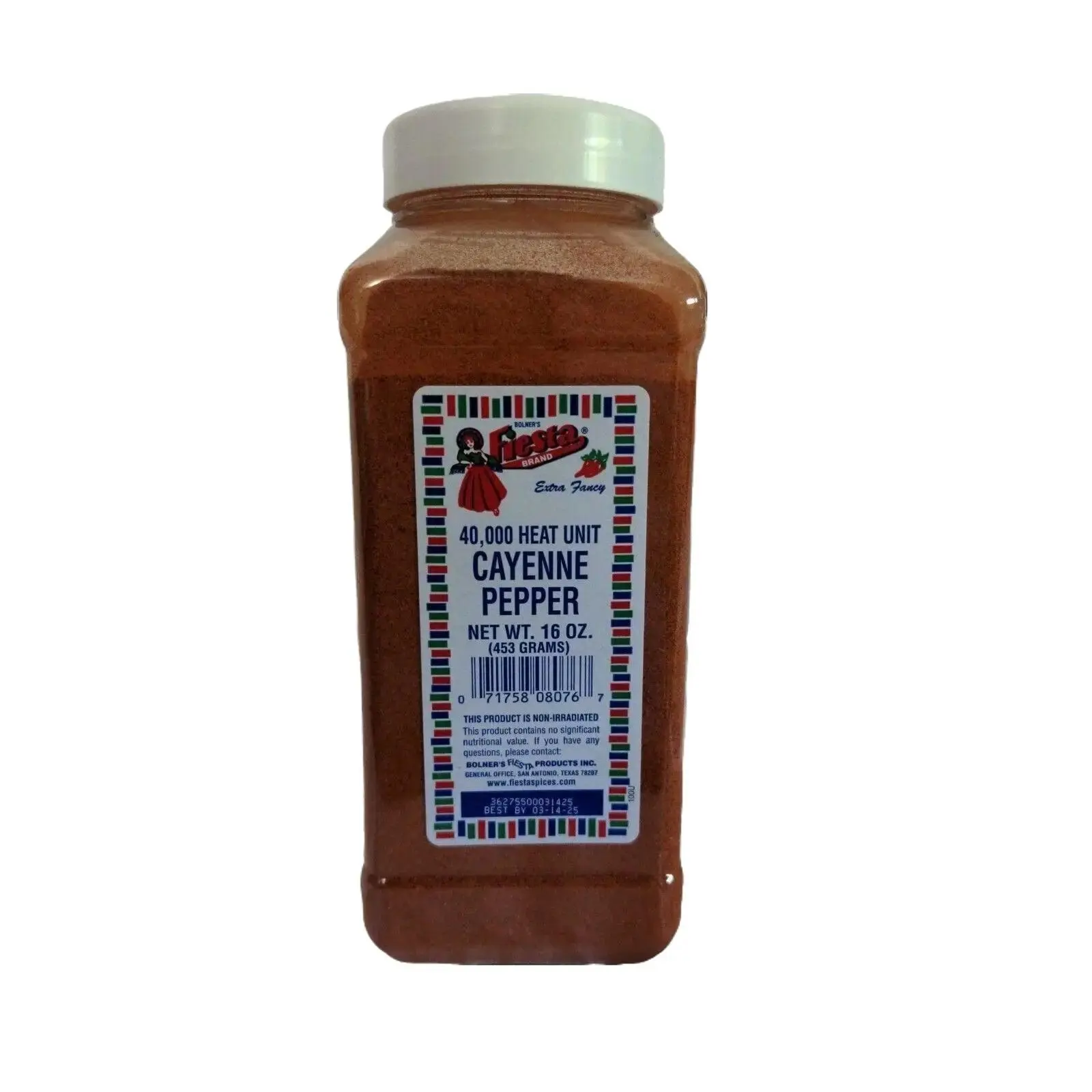Bolner's Fiesta 40000 Heat Unit Cayenne Pepper 16 Ounce Shaker Flavor Spice