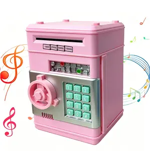 Large Capacity Mini ATM Kids Piggy Bank,Digital Password Lock Safe with Auto Paper Money Suction Slot,Dual Storage for Coins & Cash,Fun Educational Saving Toy as Birthday Holiday Gift for Boys Girls Ages 4-12.perfect christmas gift