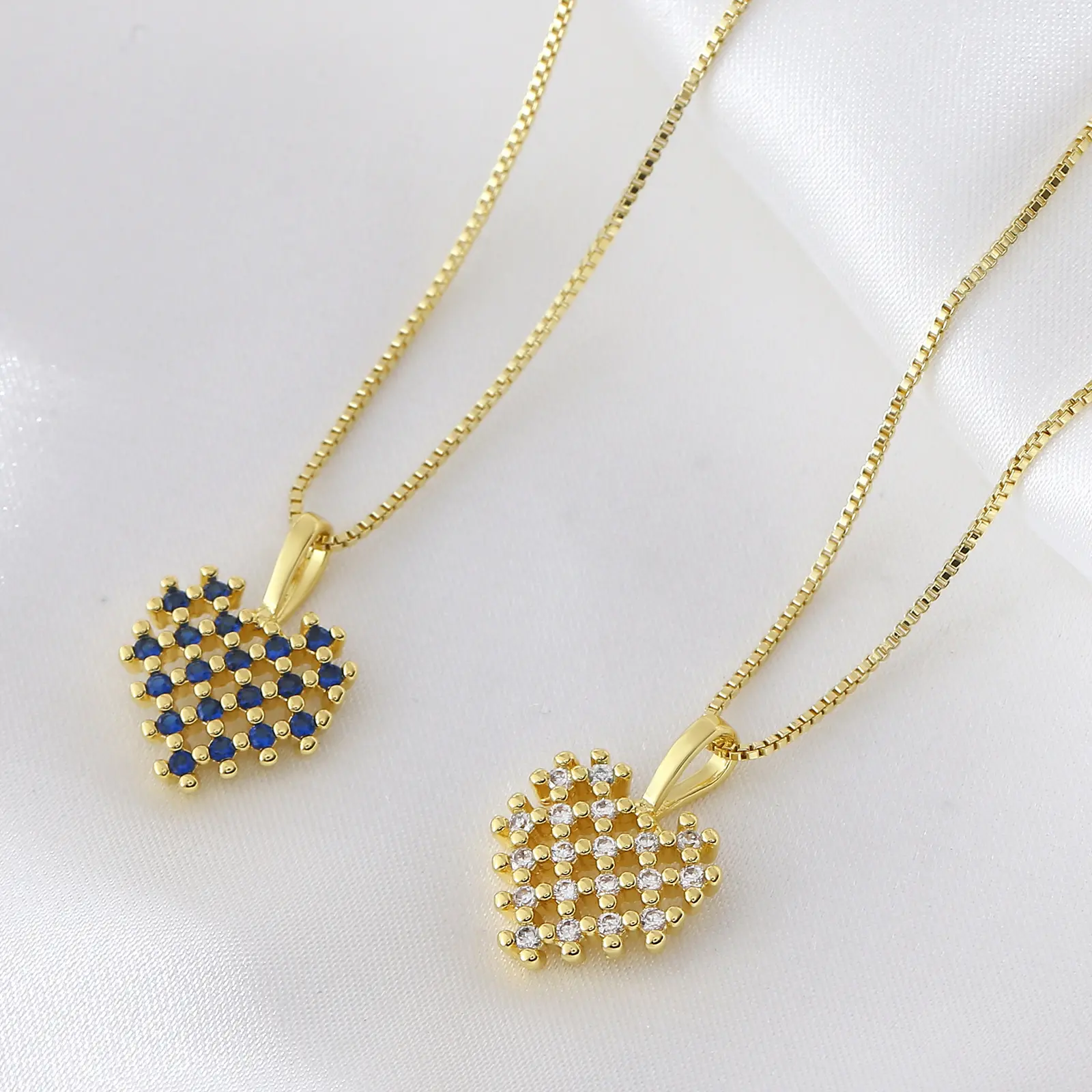 springtok Blue/white zircon necklace love zircon clavicle necklace ladies daily wear gift