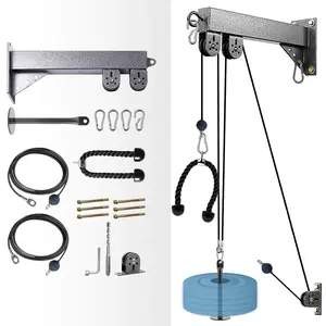 Fitness Wall Mount Pulley System, Wall Pulley for Fitness, Weight Cable Pulley System for Gym, Lat Pull Down and Low Row Cable Machine, Cable Station Equipment