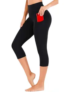 High-Waisted Capri Yoga Pants with Pockets | Butt-Lifting, Sweat-Wicking Sexy Running Leggings for Women