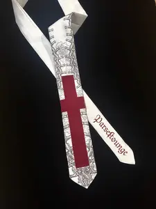 Cross Skull Print Satin Tie, Stylish Unisex Men Accessory for All Seasons, Vintage Casual Retro Fashion for Parties