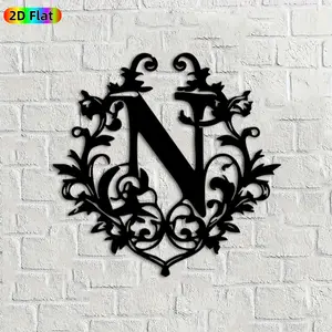 1pc Monogram N Metal Wall Art, Ornate Monogram N Statue Mural, Ideal Gift for New Year, Christmas, Monogram Decor Enthusiasts, Powder-Coated Metal Wall Decor Wall Sculptures, Perfect for Living Room Wall & Garden Fence, Unique Home Decor