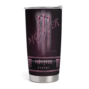 Dark Honeycomb Pink Monster 20oz Tumbler, Techwear Aesthetic Cup, Edgy Fashion Gift, Travel Coffee Cup, Stainless Steel Tumbler, Y2K Sparkle Black Travel Cup, Kitchen Drinkware, Gift for Friends