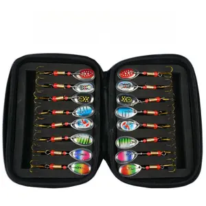 16 Piece Lure Spoon Lures Rotating Composite Sequins Set, Outdoor Fishing Gear, Durable & Portable Design, Ideal for Freshwater & Saltwater Use