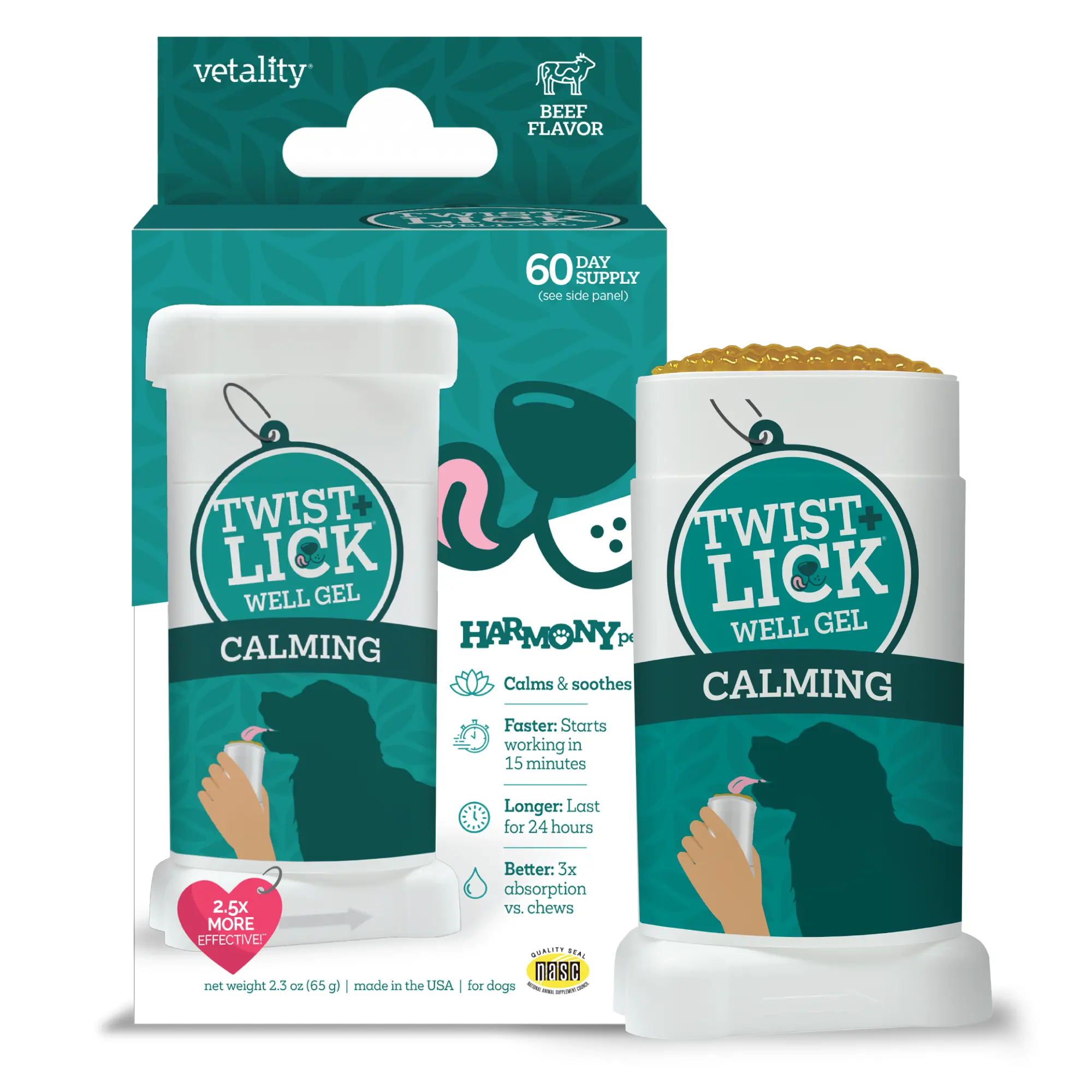 Vetality Twist-Lick Well Calming Gel for Dogs, Chamomile & Melatonin Formula, No Drowsiness, Promotes Calm Behavior, Single Item