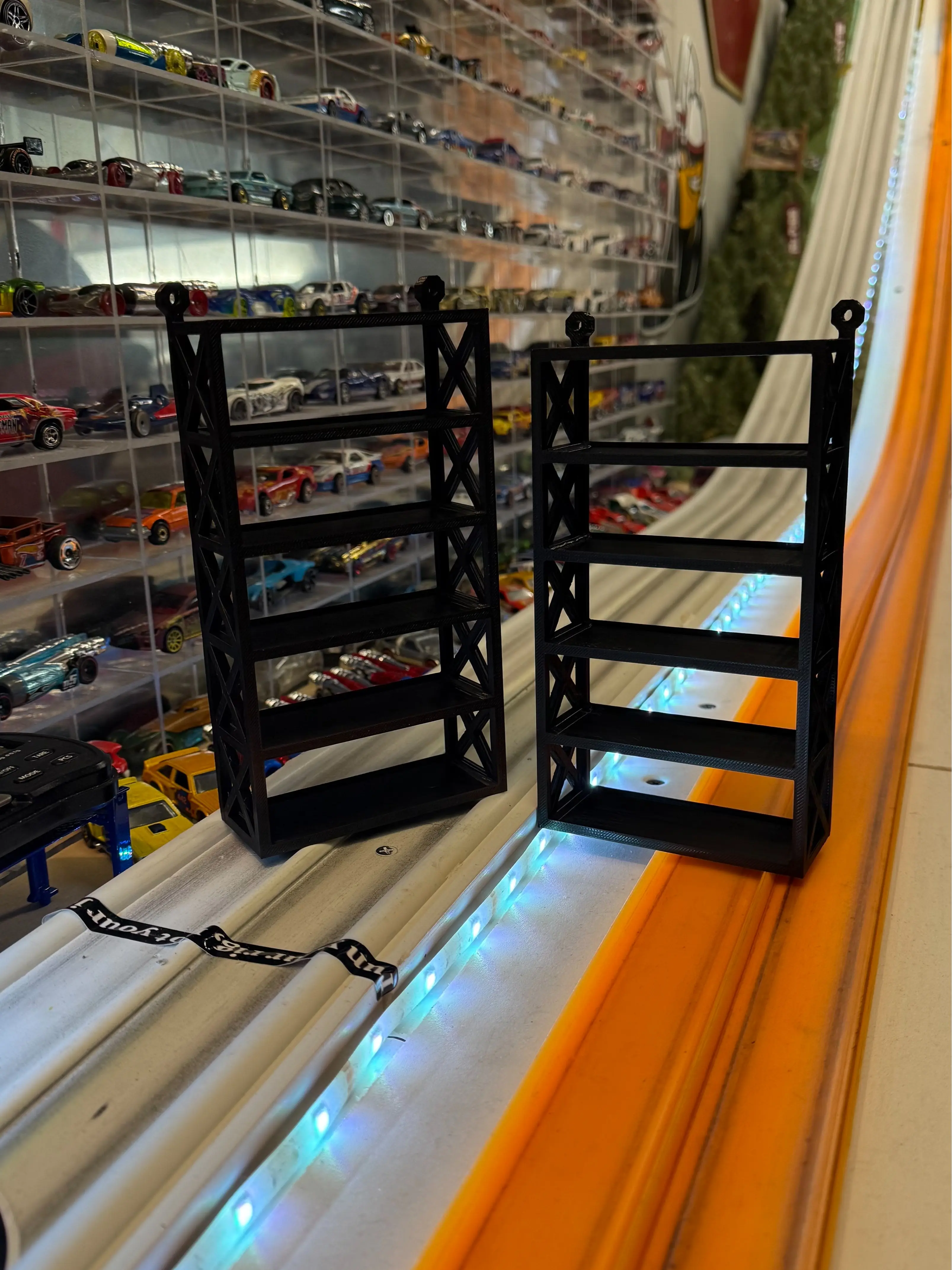 Hot Wheels Display Racks - Wall Mountable & Stackable - 2 Per Package - Space Saving & Organized Display - Ideal for Collectors - Holds 12 Cars Total
