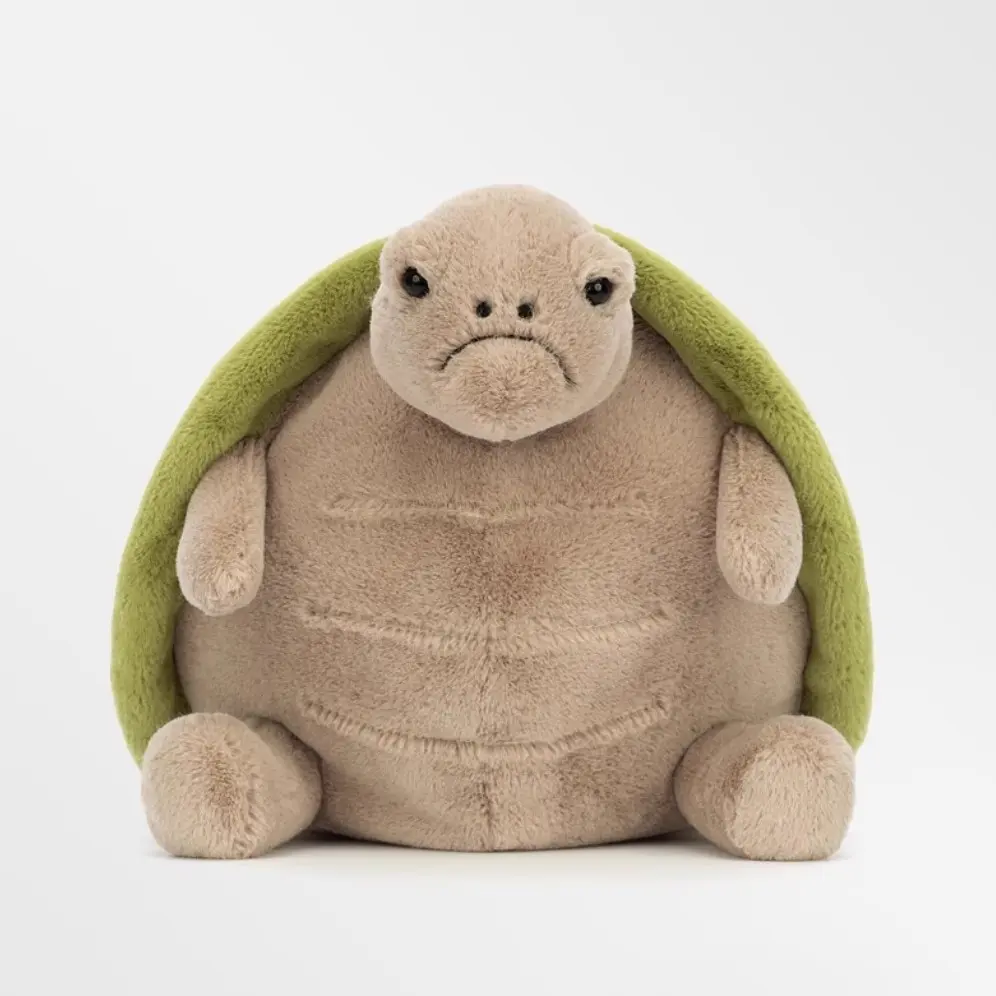 Unisex Grumpy Face Turtle Soft Plush Toy, Pillow-Shape Stuffed Tortoise Animal, Cute Cuddly Kids’ Doll & Stuffed Toy