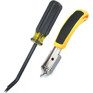 Heavy Duty Staple Remover Double Pronged Head Tack Puller Industrial Upholstery Tool for Furniture Floor Carpet Carton Black Handle