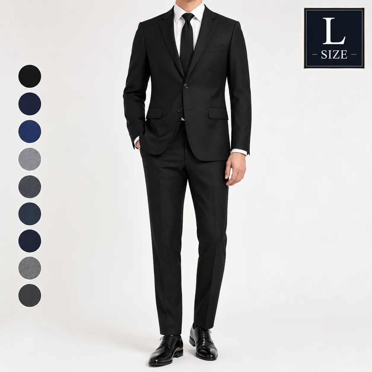 Douglas & Grahame Menswear Long Fit Men's Separate Suit Pieces (L) - Italian Cut Long Sleeve Solid Classic Blazer/Trousers with Buttons, 98% Wool Premium Fabric, Mix & Match Sizes, Dry Cleaning Required, Business Wear