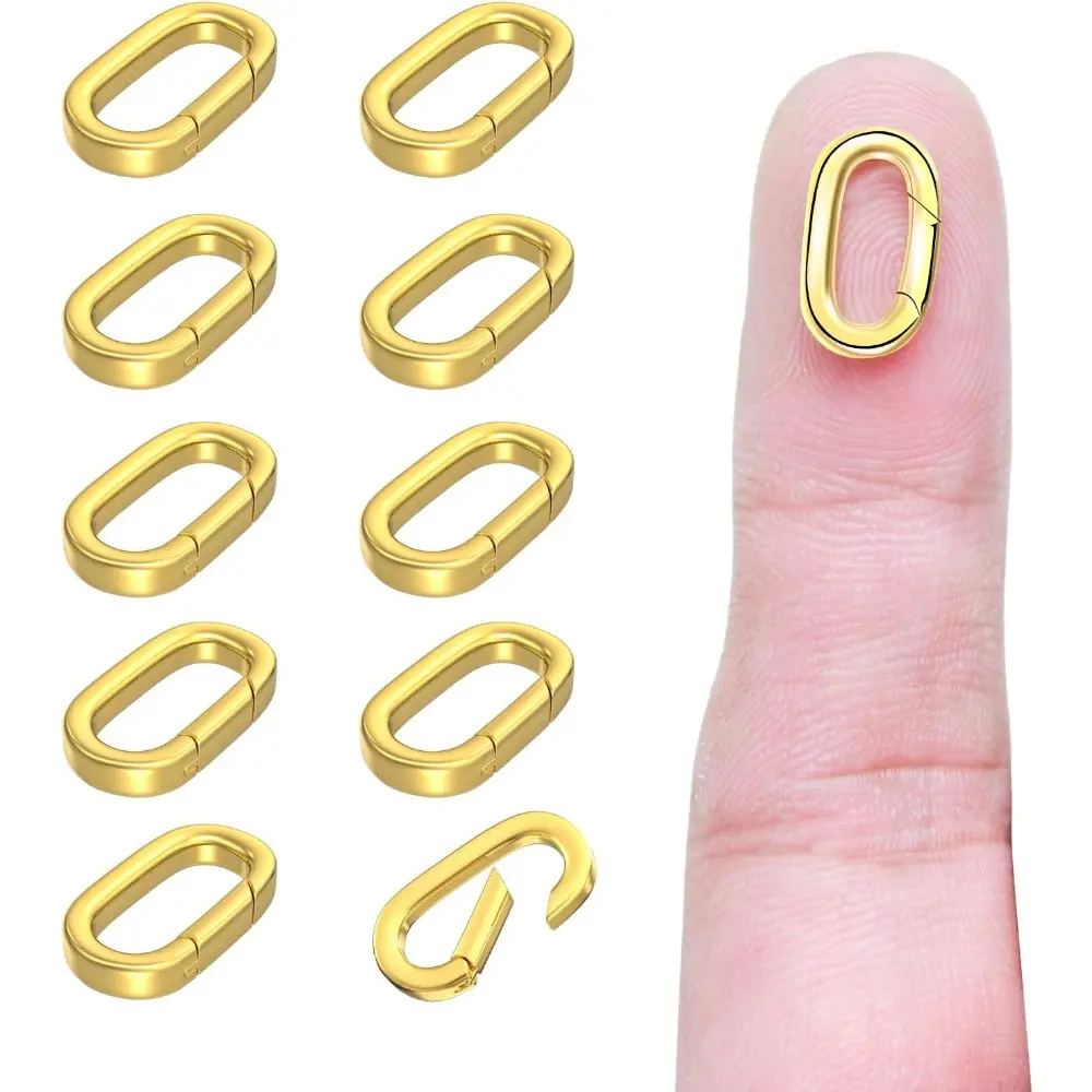 10Pcs Oval Clasp Carabiner Necklace Clasps and Closures Spring Ring Clasp Pearl Necklace Enhancer Connector for Jewelry Finding Necklace Bracelet Making