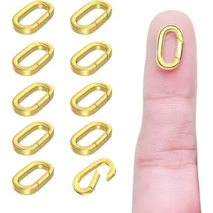 10Pcs Oval Clasp Carabiner Necklace Clasps and Closures Spring Ring Clasp Pearl Necklace Enhancer Connector for Jewelry Finding Necklace Bracelet Making