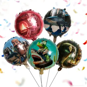 5pcs 18-inch Italian brain-themed party balloons, Tung Tung Sahur Balloon, aluminum membrane balloons, shark, Balloon animals, helium round balloons for birthday, durable material, graduation decoration, Party Balloons Decorations