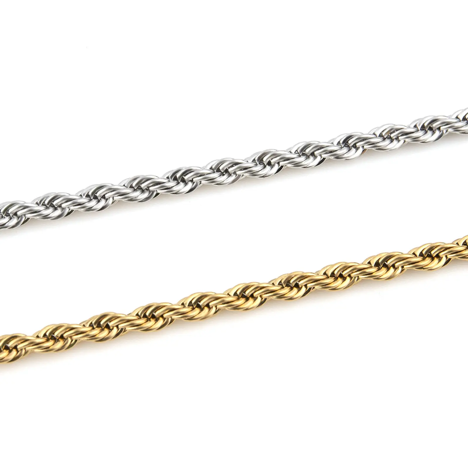 Stainless steel twisted chain vacuum color-preserving electroplating non-fading necklace titanium steel hip-hop men's chain gift