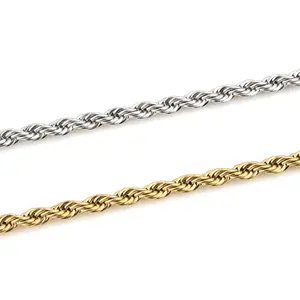 Stainless steel twisted chain vacuum color-preserving electroplating non-fading necklace titanium steel hip-hop men's chain gift