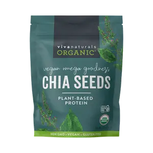 Viva Naturals Organic Chia Seeds– Plant-Based Omega-3 and Vegan Protein, Gluten Free & Non-GMO, Perfect for Smoothies, Salads & Chia Pudding