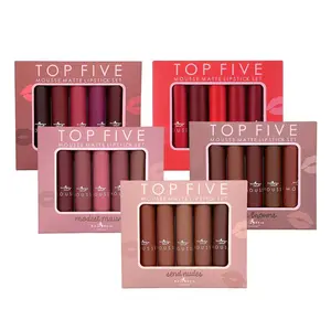 Italia Deluxe Top Five Mousse Matte Lipstick Set - 5 Shades for Warm & Cool Undertones - Caliente Reds, Send Nudes, Modest Mauves, Chola Browns, Baddie Babes - Lightweight & Long-Lasting Formula
