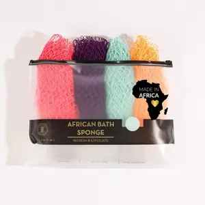 4 Pack African Exfoliating Net Sponge Bundle, Best Value Soft texture for Sensitive Skin,  bath sponge