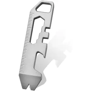 EDC Pry Bar Mini Pocket Multi Tool Titanium with Bottle Opener, Wrench, Scale, Thumbpin Nail Puller and Bicycle Spoke Wrench Functions