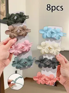 4pcs/8pcs fashion color flower hair clip Hairpin, flower clip headdress female hair clip go out all-match back of the head coil hair large duck bill clip hair clip, perfect gift for women