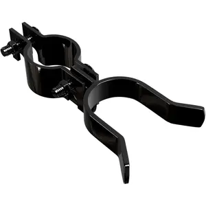 1-3/8" x 1-3/8" Chain Link Fence Gate Latch, Black Gate Fork Latch with Padlock Hole, Black Powder Coated, Bolts & Nuts Included, 1 PCS