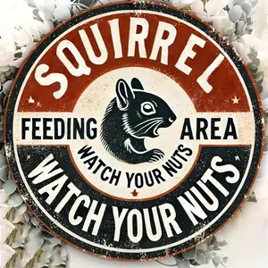Vintage Squirrel Feeding Area Sign, Humorous Home Decor, Hanging Sign for Indoor/Outdoor, Home Decor, Room Decor, Wall Decor