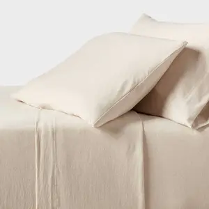 King Cotton Jersey Sheet Set Heather Oatmeal - Threshold