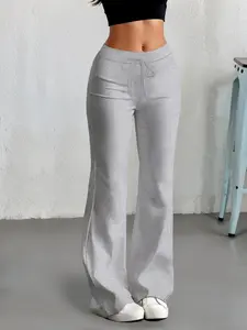 Women's Casual Fashion Wide Leg Yoga Pants, Micro Flare Jogger Sweatpants, Streetwear, All Seasons Wear, Drawstring Waist, Athleisure Style Pants