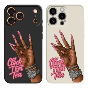 Fashion Hand and Clock That Tea Text Pattern Phone Cases For iPhone 17 Pro Max 17Air 16 Plus 16e 15 14 13 12 11 Shockproof TPU Soft Liquid Silicone Casing Cover With Lanyard Button