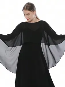 Women's Chiffon Lightweight Poncho Shawl Cape, Colorful, Solid & Plain Design, Ideal for All-Seasons, Fitted Style, Essential Accessory for Outdoors, Beach, Trendy Solid Shawl