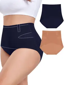 No Curling Tummy Control Panties for Women Ultra High Waisted Compression Body Shapewear Soft Seamless Fabric Leg Smooth Minimalist Basic