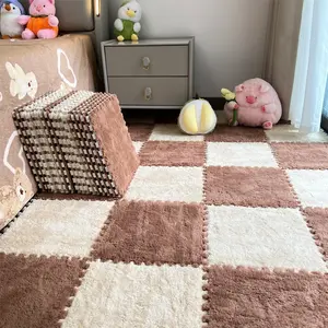 1 Pack 10 Pieces Plush Carpet Set, Style Bedroom Rug, Bedside Room Decor, Full Coverage Home Use, Customizable Patchwork Mat, Fluffy Area Rug, Fluffy Nursery Rug