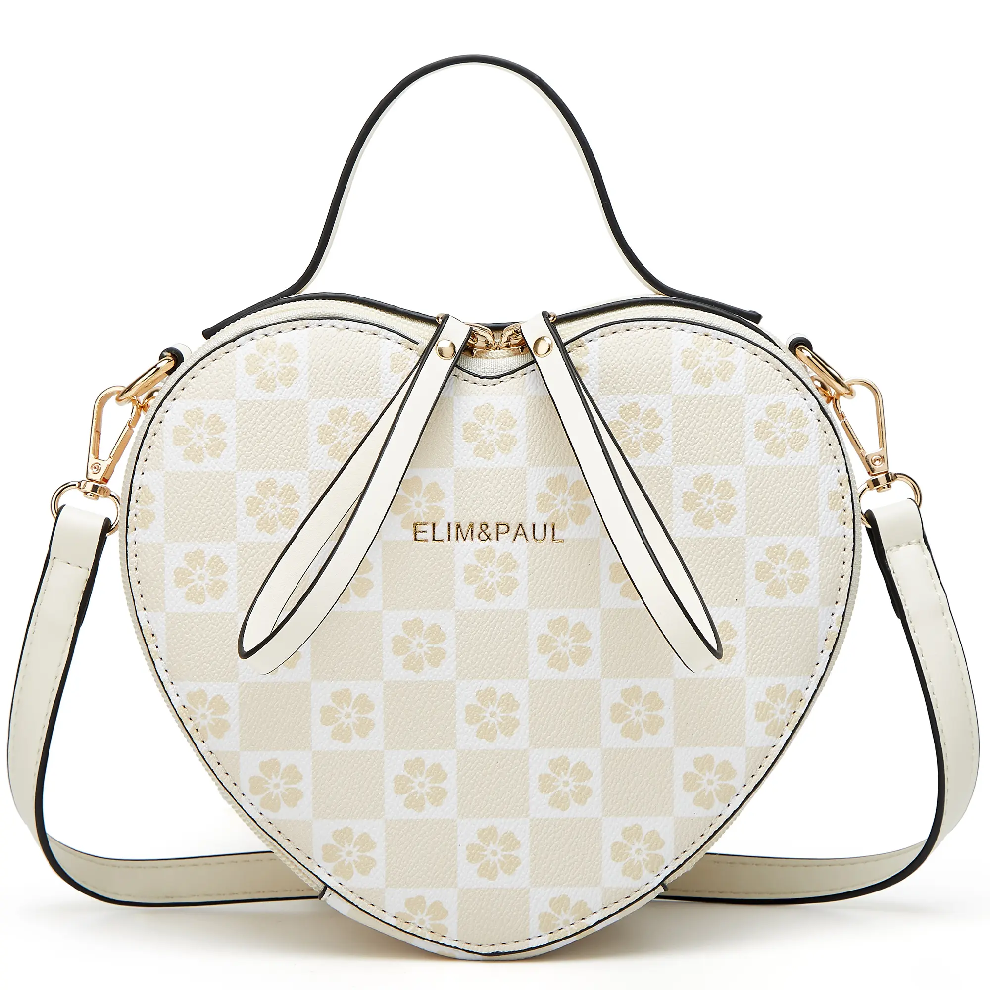 MAKES Women's Minimalist Heart-Shaped PU Leather Crossbody Purse - Waterproof, Adjustable Shoulder Straps, Zipper Closure, Casual Daily Use, Ideal Mother's Day Gift