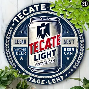 1pc 8x8 Inch Round Vintage Beer Aluminum Wall Art Durable Metal Sign Ideal Decor for Home Bar Office Man Cave Home Decoration