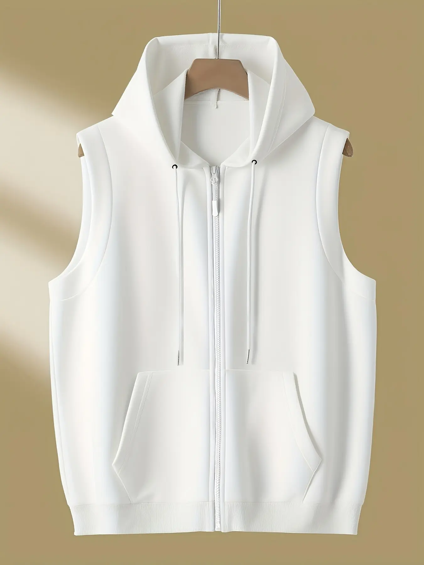 American Vintage Hooded Vest, Loose Fit Slimming Outerwear, Zipper Sleeveless Jacket, Basic Hoodie Tank Top, Street Style Sleeveless Hoodie Coat, Casual Comfy Fashion, Casual Streetwear Looks