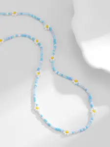 Fresh Daisy Beaded Necklace, Summer Colorful Rice Pearl Clavicle Chain, Elegant Jewelry for Women, Perfect Gift Idea
