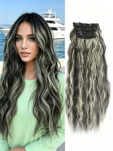 ✨ Natural Long Wavy Secret Hairpiece for Women - Thick Double Weft Clip-In Extensions with Secure Clips, Instant Volume & Length for Effortless Salon-Quality Hair
