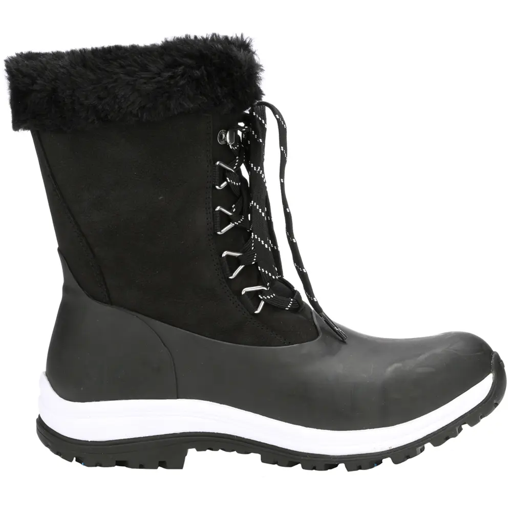 Muck Boot Womens Apres Lace Up Snow Casual Boots Mid Calf Low Heel 1-2" - Black