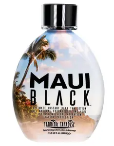 Tanning Paradise Maui Black TanningLotion Instant Dark Tanning Lotion Natural Tan Lotion with Coconut Oil and Aloe Hydration Boost and Tattoo Protection 13.5oz