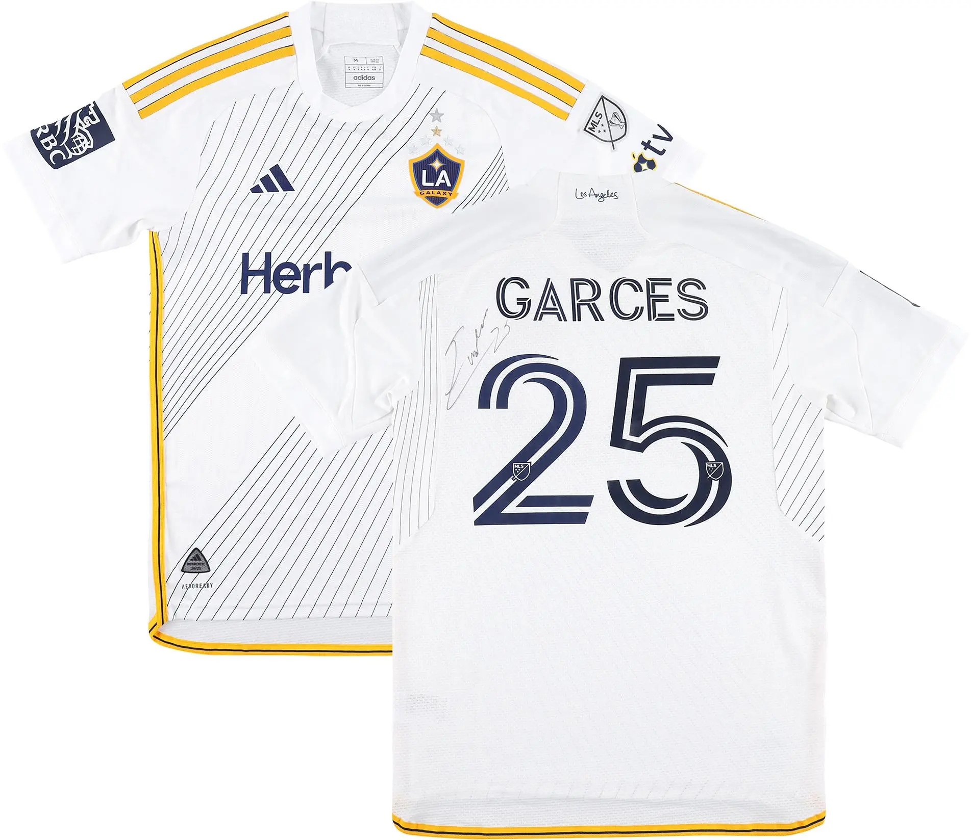 Matheus Nascimento LA Galaxy Autographed Match-Used #9 White Jersey from the 2025 MLS Season - Size M - Fanatics Authentic Certified - Soccer Memorabilia