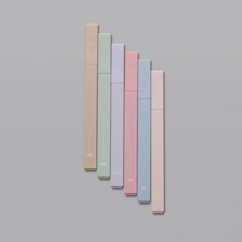Alabaster Bible Highlighters - No Bleed Highlighter, 6 Pcs, Chisel Tip, Muted Pastel Color, Pastel Set, Aesthetic Bible Study Supplies bible journaling