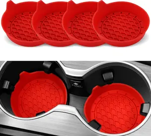 Silicone Car Cup Holder Coaster Non-Slip Cup Holder Insert Universal Auto Interior Accessory Anti Slip Cup Mat for Car SUV Truck, 4 Pack Black