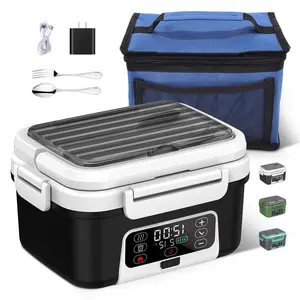 Cordless Electric Lunch Box for Adults Men & Women Rechargeable Self-Heating Food Warmer with 1.5L SS Container Battery-Powered Heated Lunch Box Perfect for Work and Travel Use Tableware