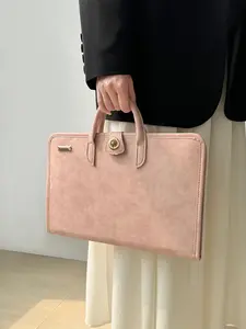 Women's Laptop Bag with Handle, Elegant Faux Leather Scratch-Resistant Case, Compatible with Macbook Hp Dell Lenovo Xiaomi Huawei