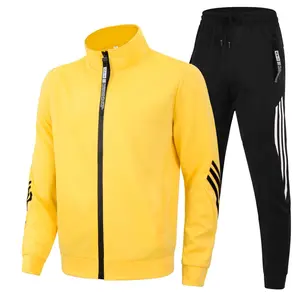 2024 New Men Running 2-piece Sets Zip Up Cardigan Stand Collar Jacket Sweatshirt+pants Sets Unisex Sportswear Spring AUtumn