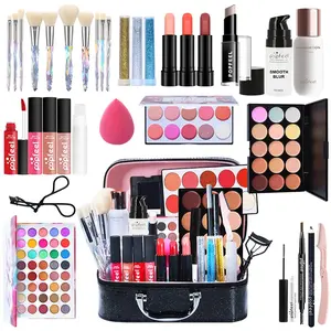 Popfeel Portable Makeup Set Smooth with Handheld Cosmetic Case, Full Makeup Kit Including Eyeshadow, Lipstick, Foundation, Travel Storage Box Gift